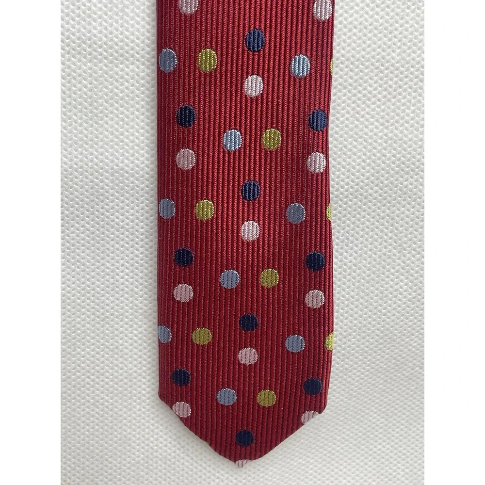 New Vintage Brioni Red Polkadot Tie Classic Repp Silk Handmade in Italy Necktie